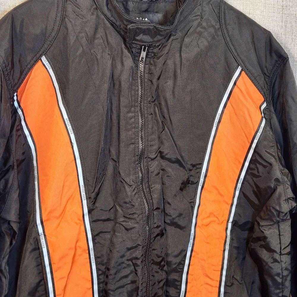 Biker Design‎ Water Resistant Motorcycle Jacket Men's L Black Orange Reflective